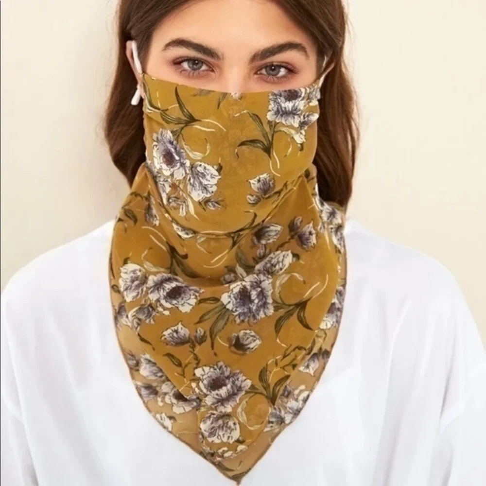 💋 NEW Chiffon floral face mask scarf